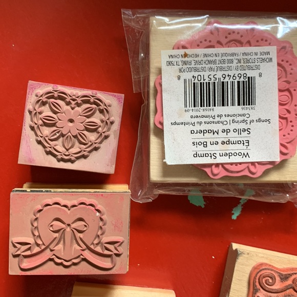 Hearts Valentine Party Strawberry Rose Rubber Stamps 9 Pc - Picture 3 of 6